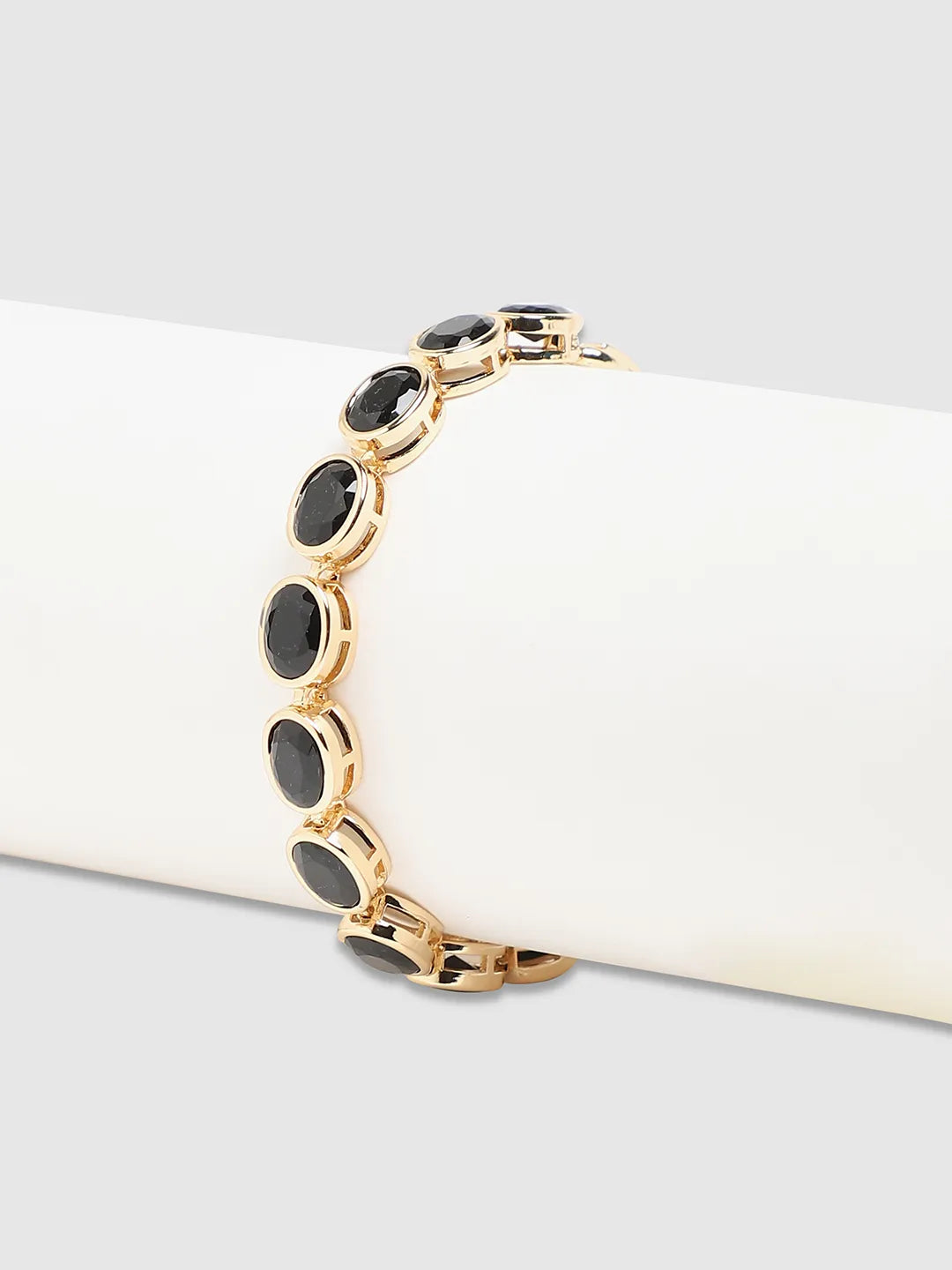 Mens-Oval-Stone-Tennis-Bracelet-Charcoal-Black
