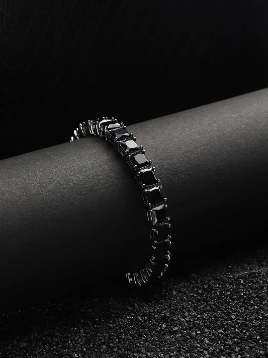 Square Stone Tennis Bracelet - Charcoal Black