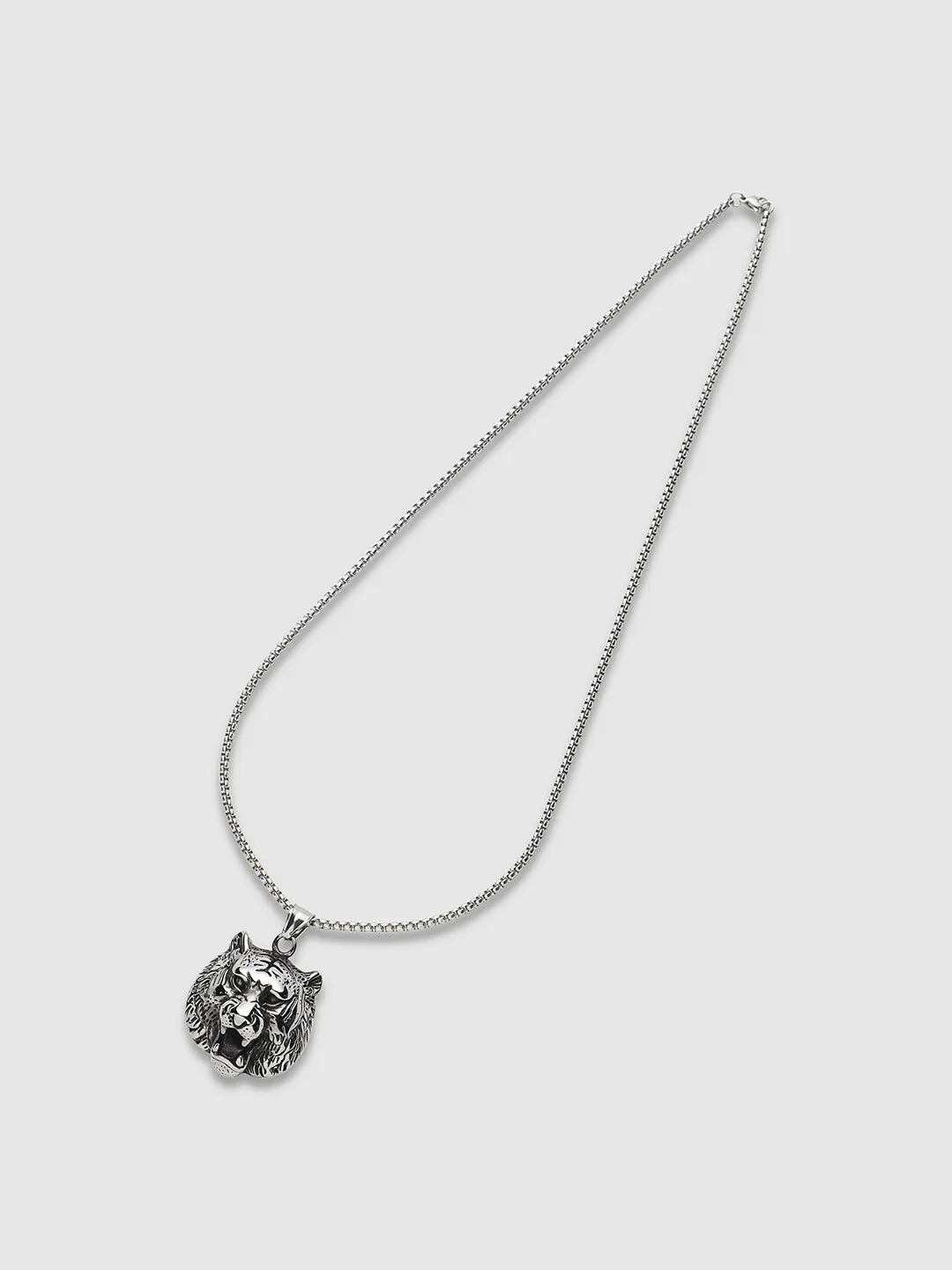 Tiger Pendant with Chain - Silver