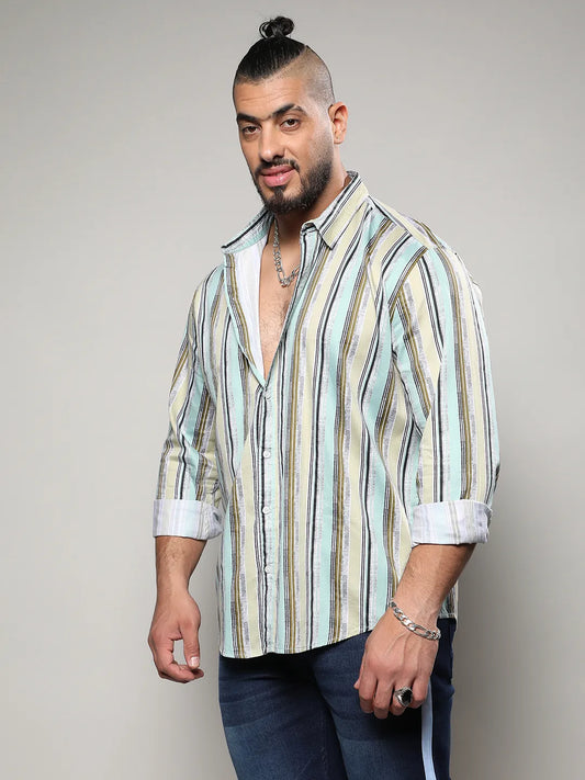 Multicolour Striped Regular Fit Casual Shirt