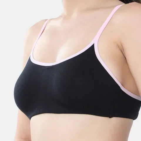 Envie girls training bra black light pink NVGB1103 non wired non padded soft fabric beginners bra for teens
