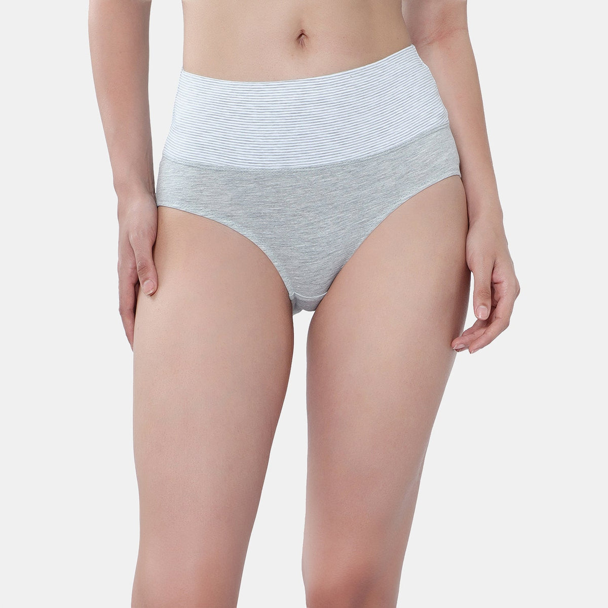 Grey melange high-rise tummy tucker panty for firm control - Envie NVP2024