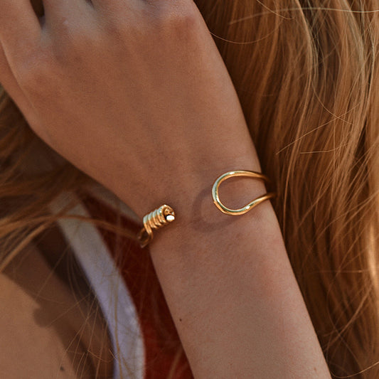 Artificial Double-Wire Open Cuff – Sleek Loop Design Bracelets jltb0304 Just Lil Things