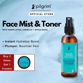 Pilgrim White Lotus Natural Face Mist & Toner With Camellia Witch Hazel| Korean Beauty Formulation|For Better Hydration| Paraben Phthalate Free| Men Women 100 ml