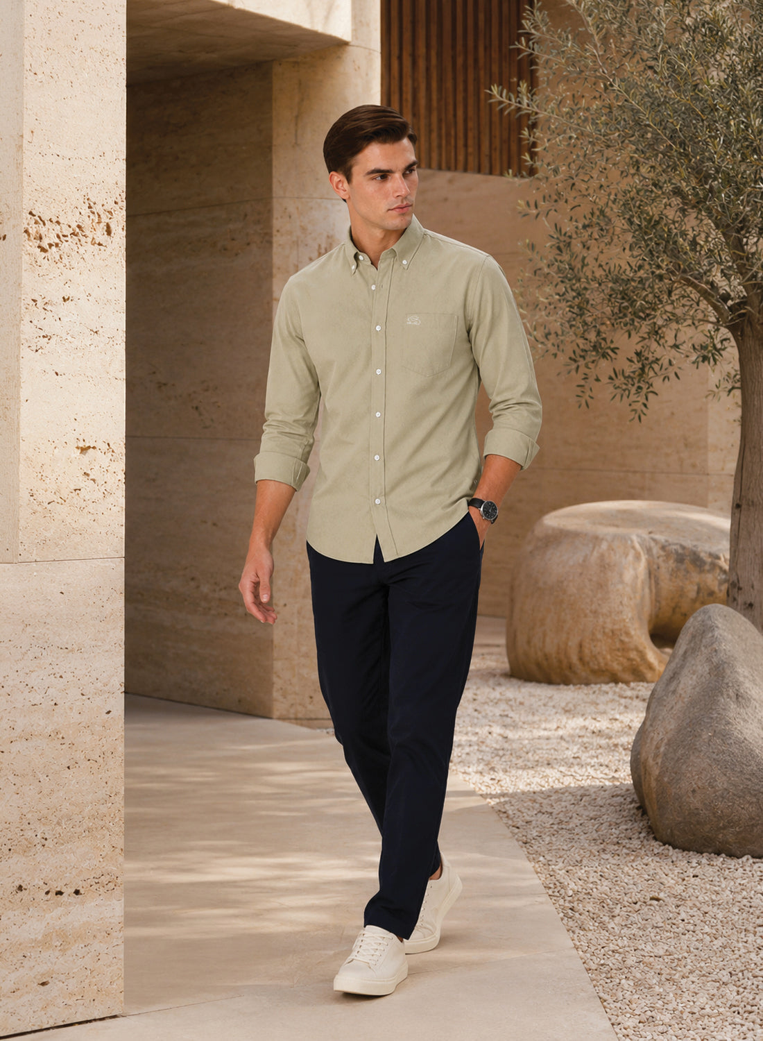 ADRO Premium Oxford Cotton Casual Shirt – Oatmeal