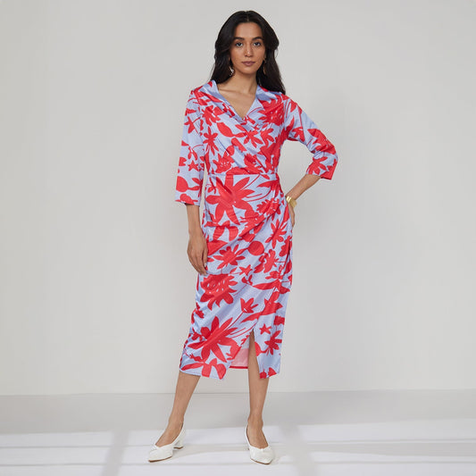 Contrast Botanical Dress