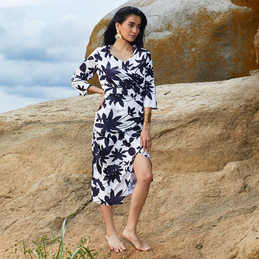 Contrast Botanical Dress