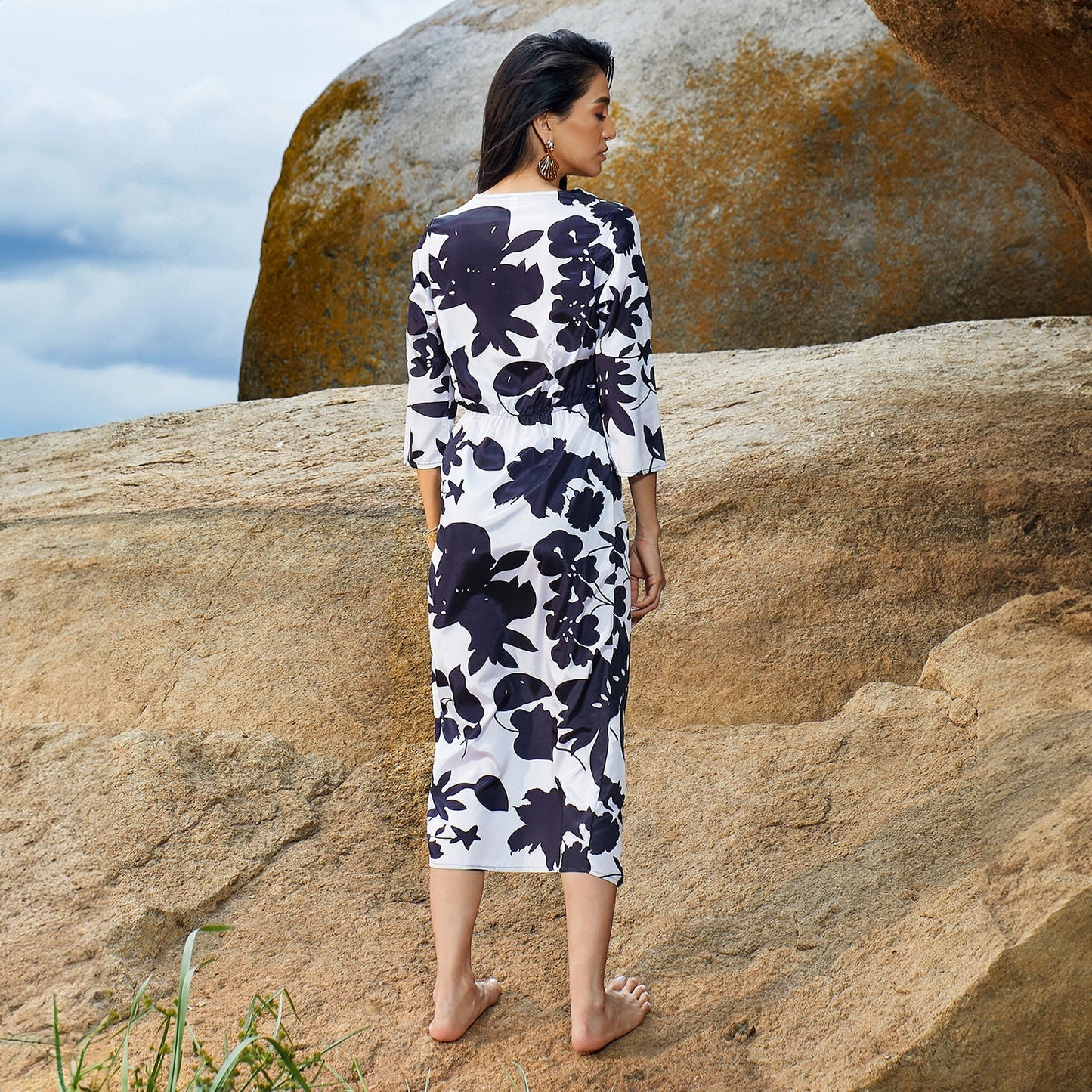 Contrast Botanical Dress