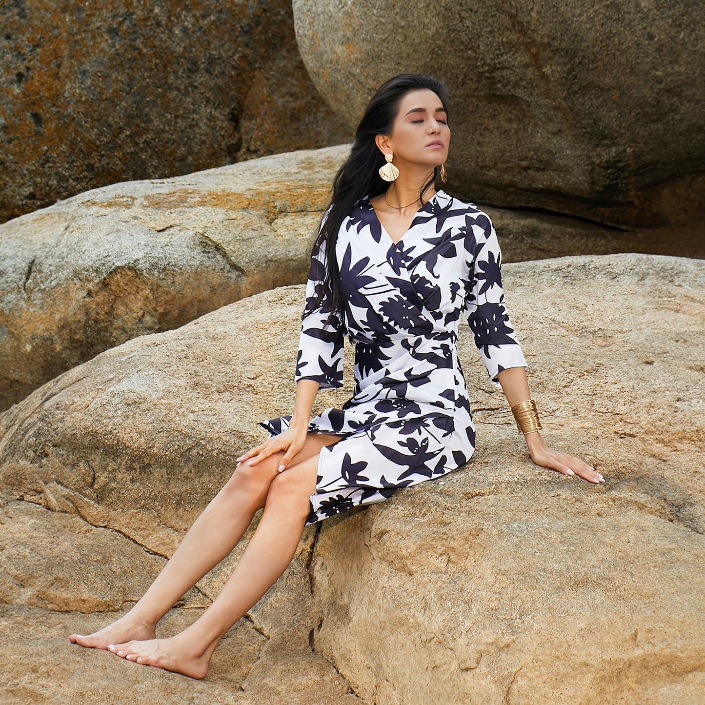 Contrast Botanical Dress