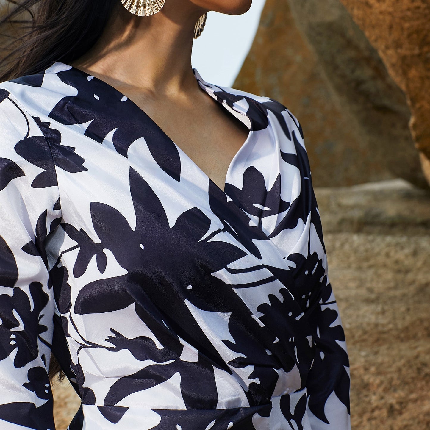 Contrast Botanical Dress