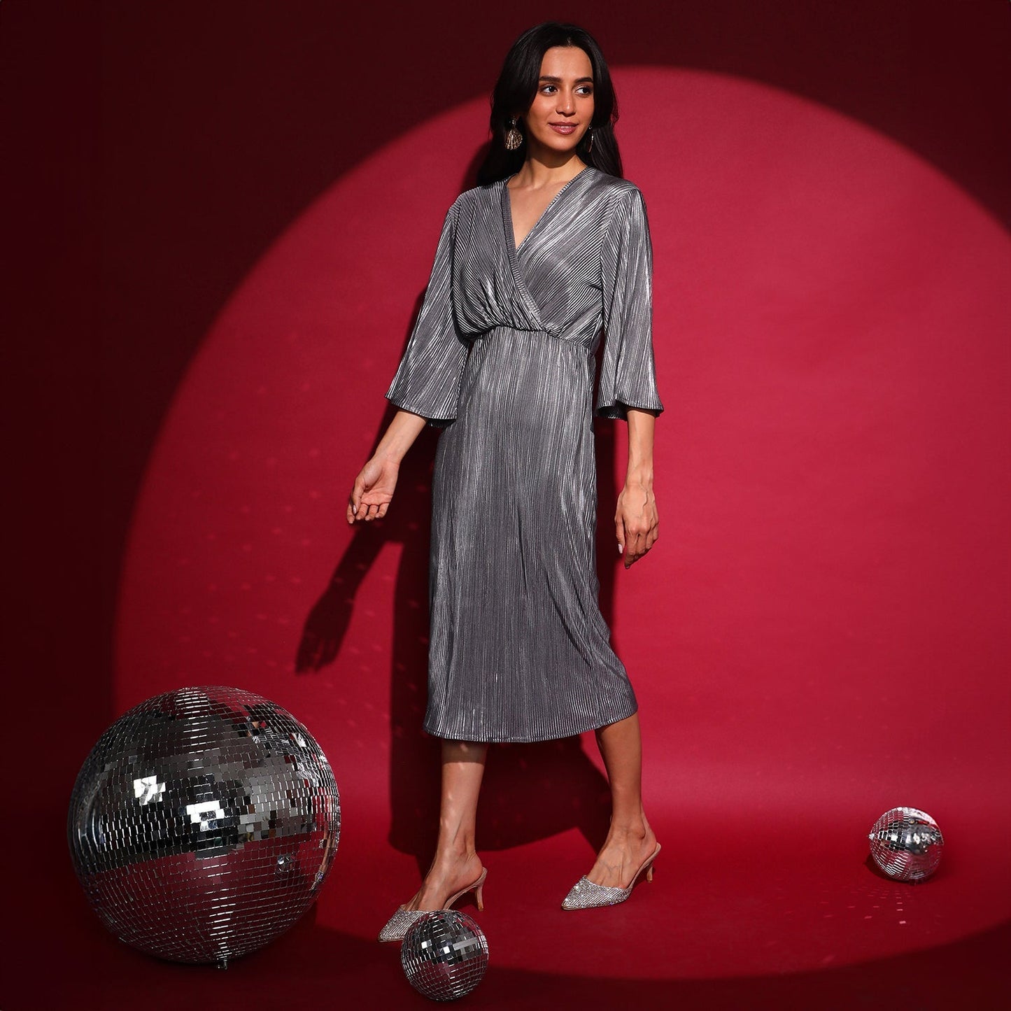 Pleated Wrap Dress