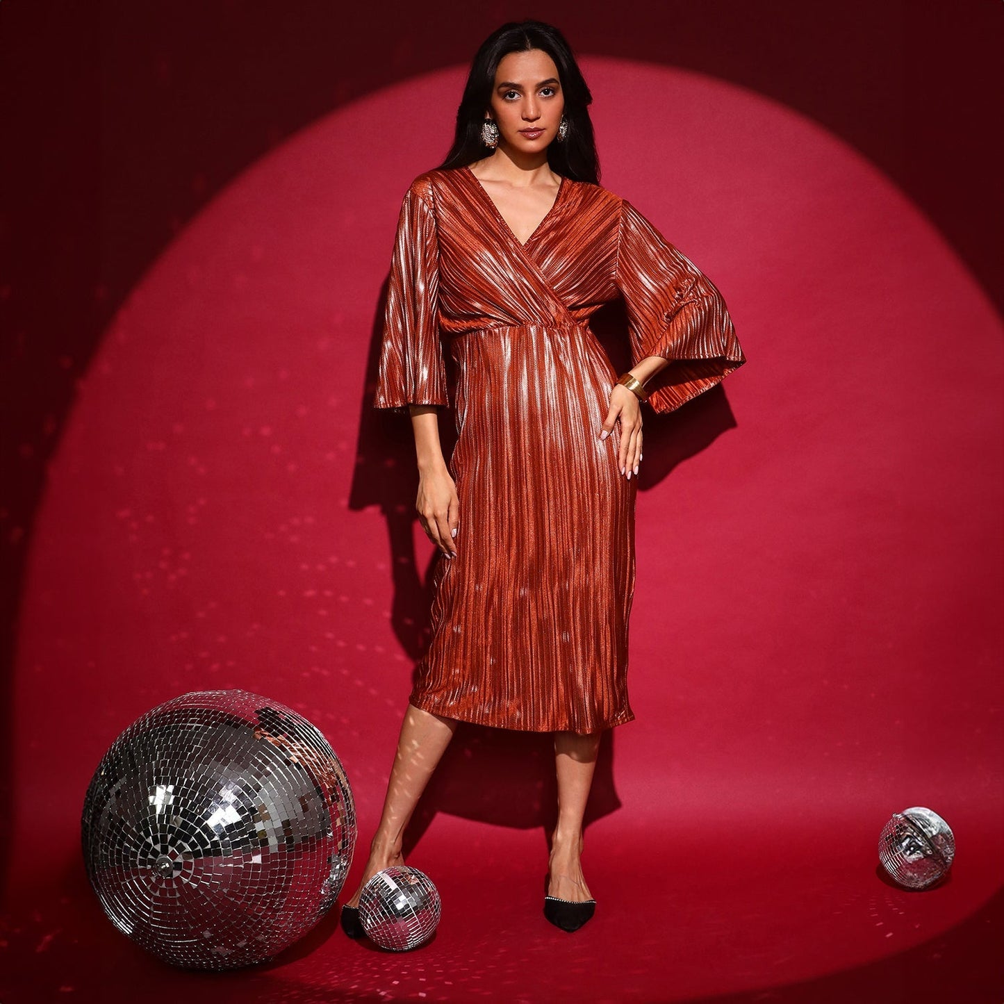 Pleated Wrap Dress
