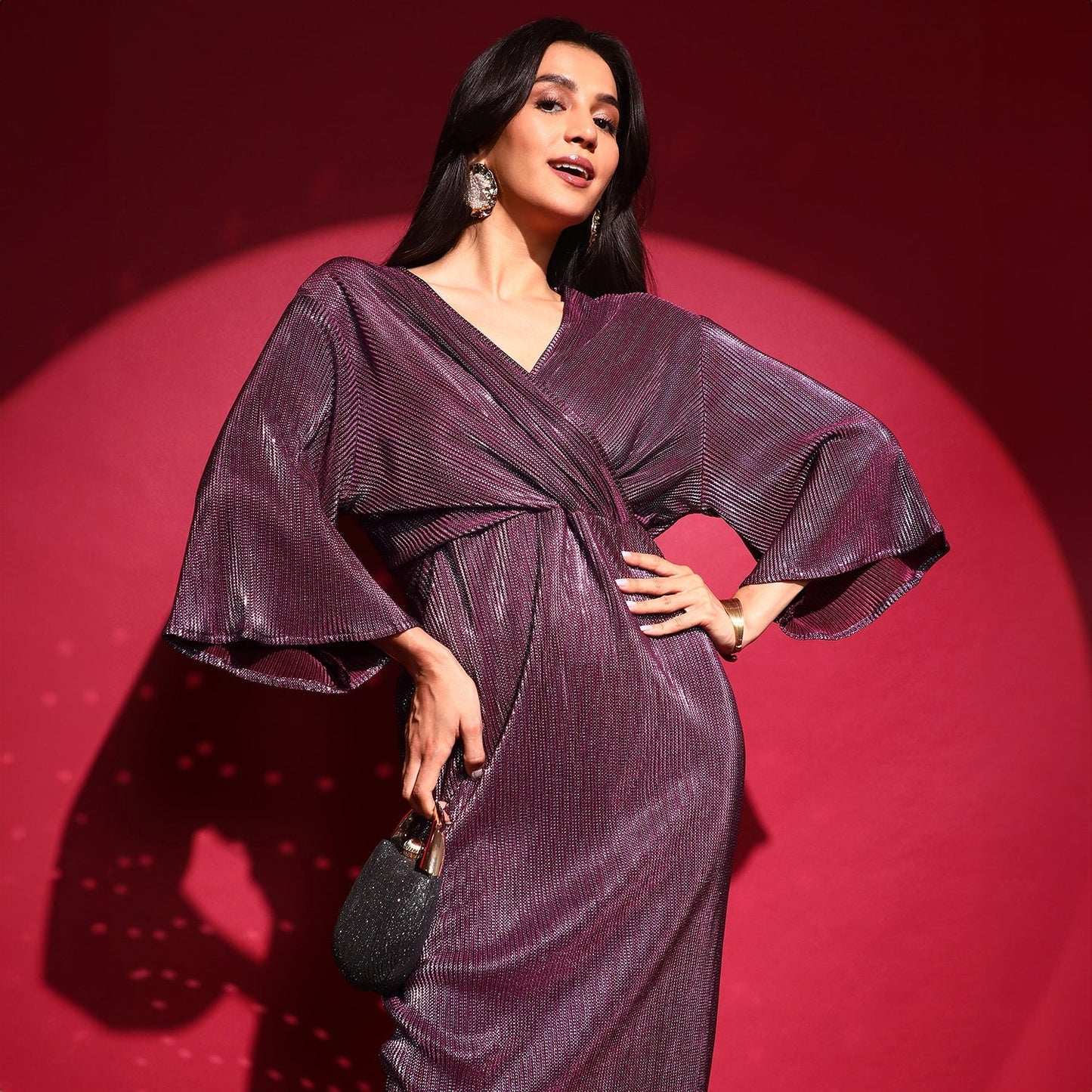 Pleated Wrap Dress