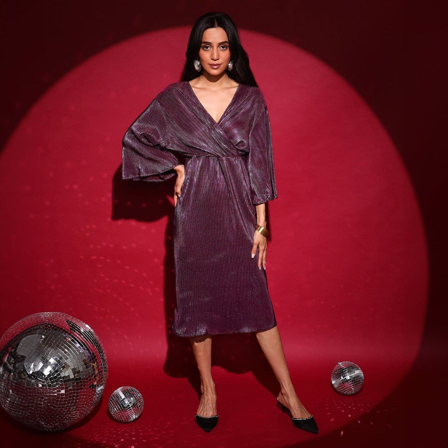 Pleated Wrap Dress
