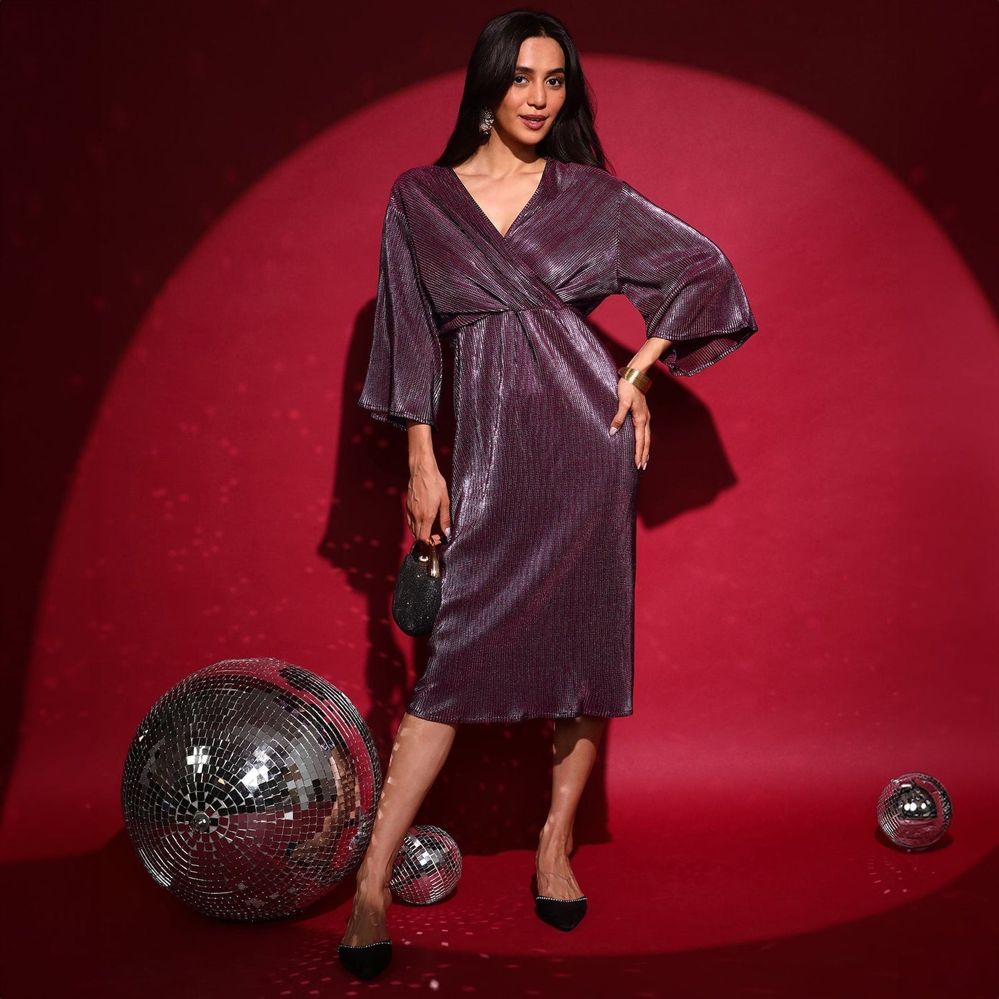 Pleated Wrap Dress