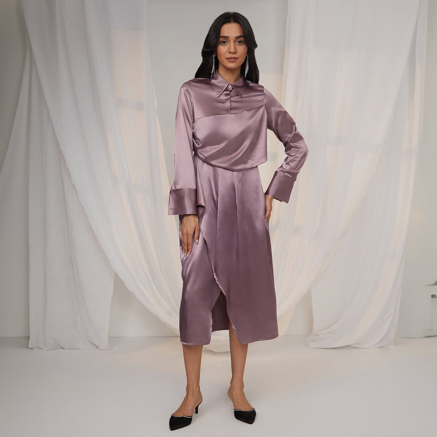 Draped Shirt Dress
