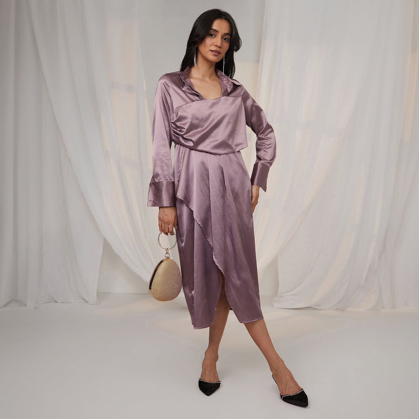 Draped Shirt Dress