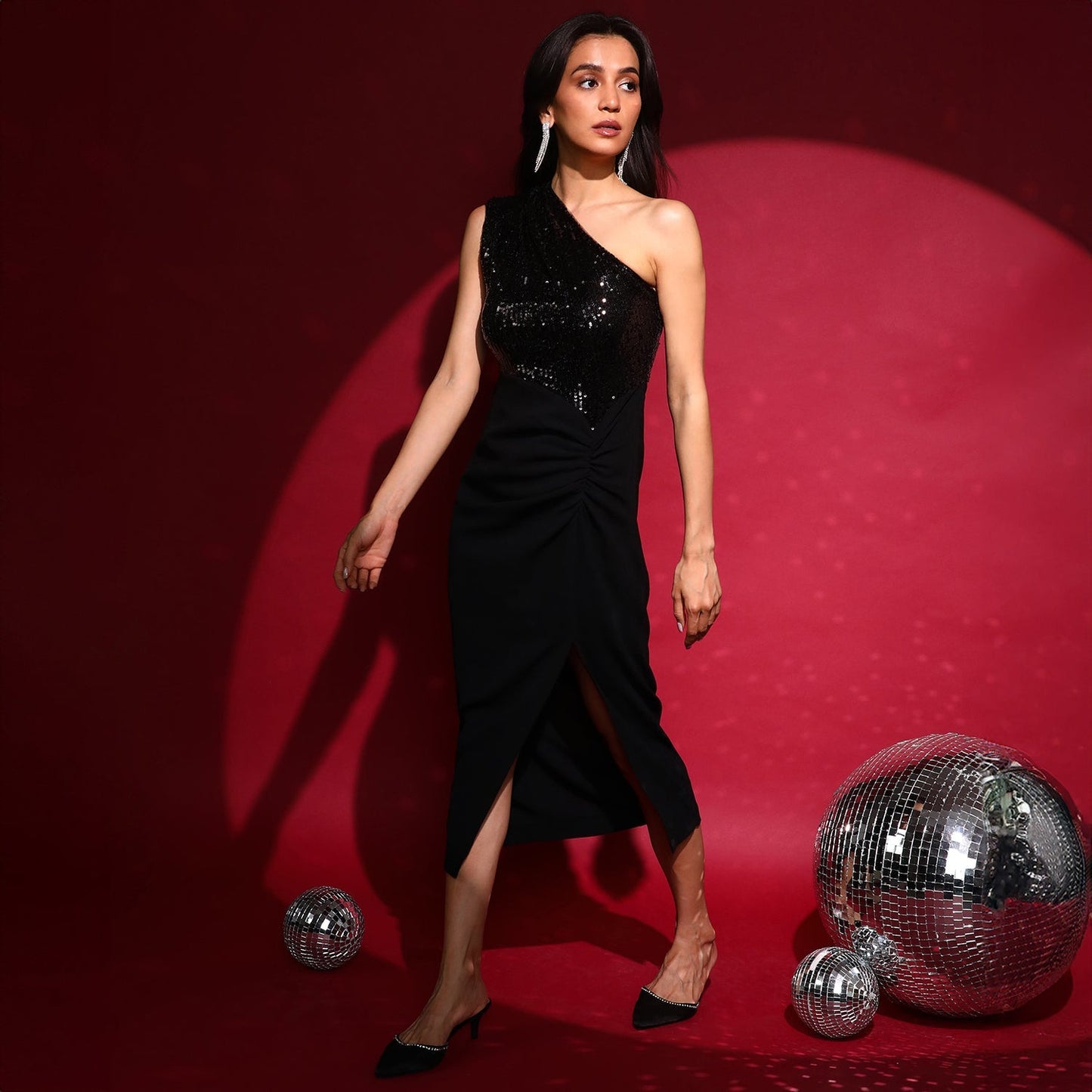 Sequin Draped Dress