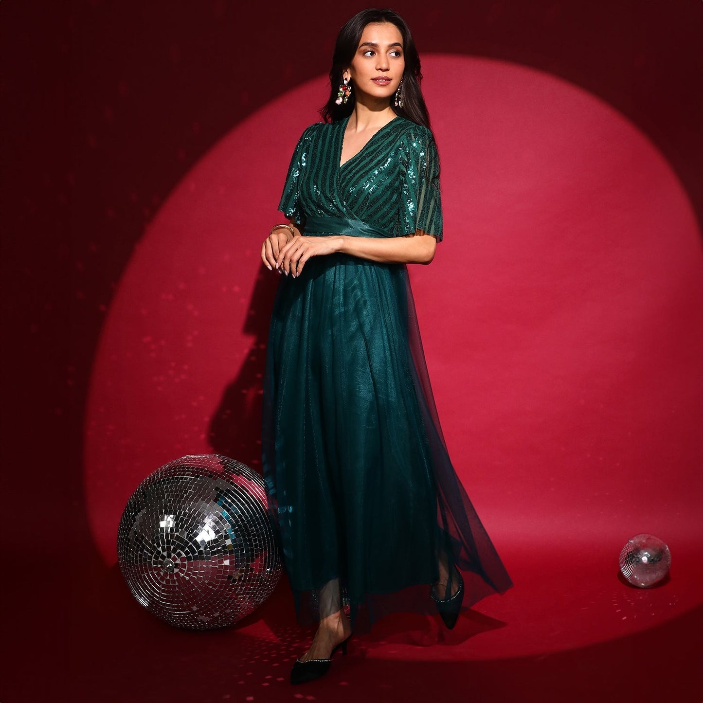 Sequin Block Maxi Dress