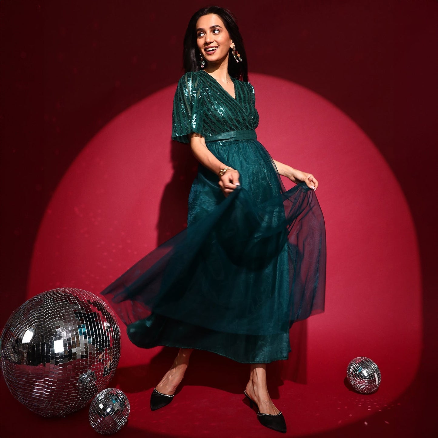 Sequin Block Maxi Dress