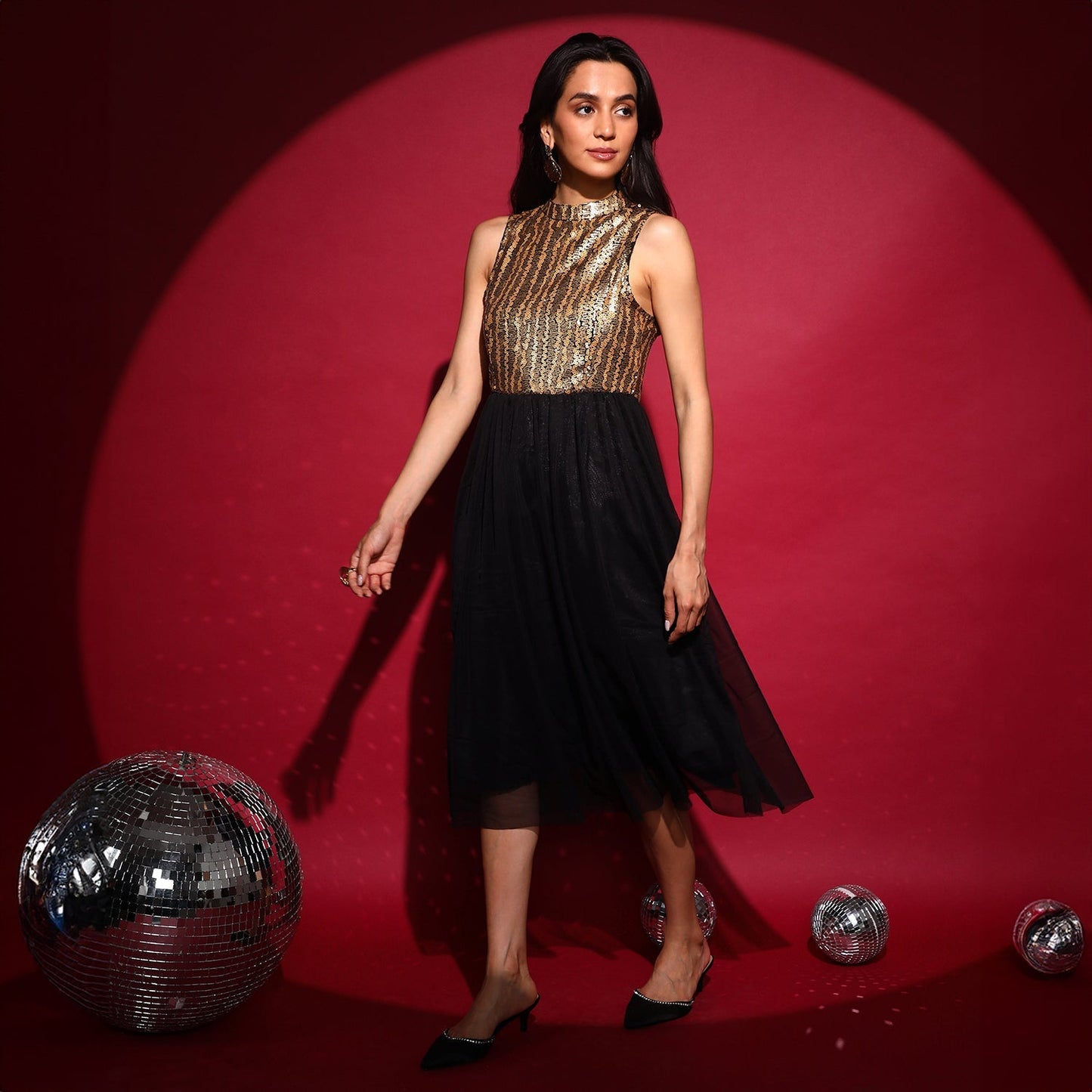 Sequin Block Midi Dress