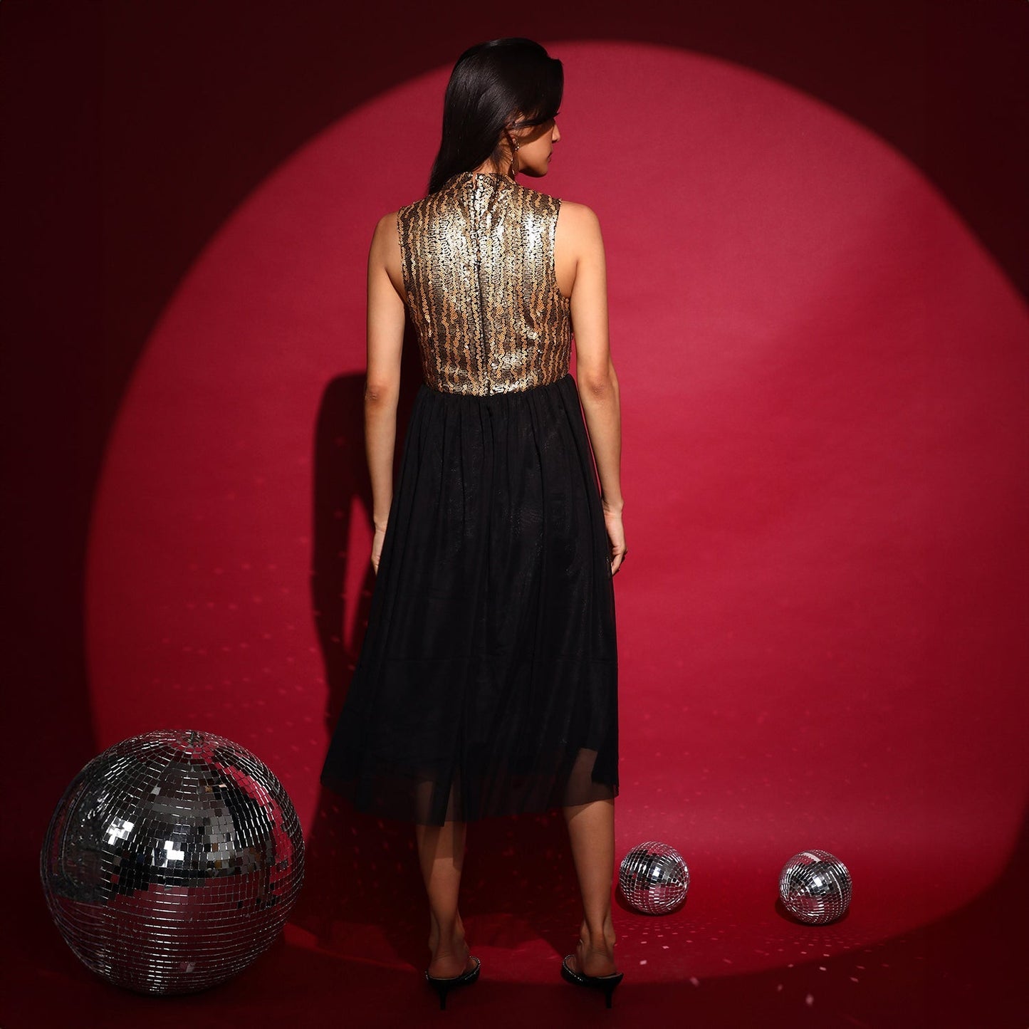 Sequin Block Midi Dress