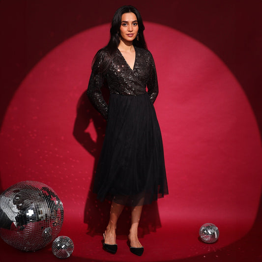 Sequin Wrap Dress
