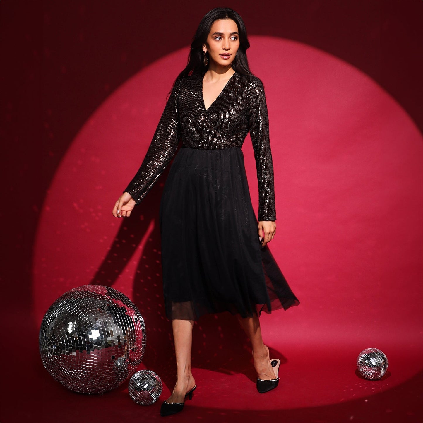 Sequin Wrap Dress