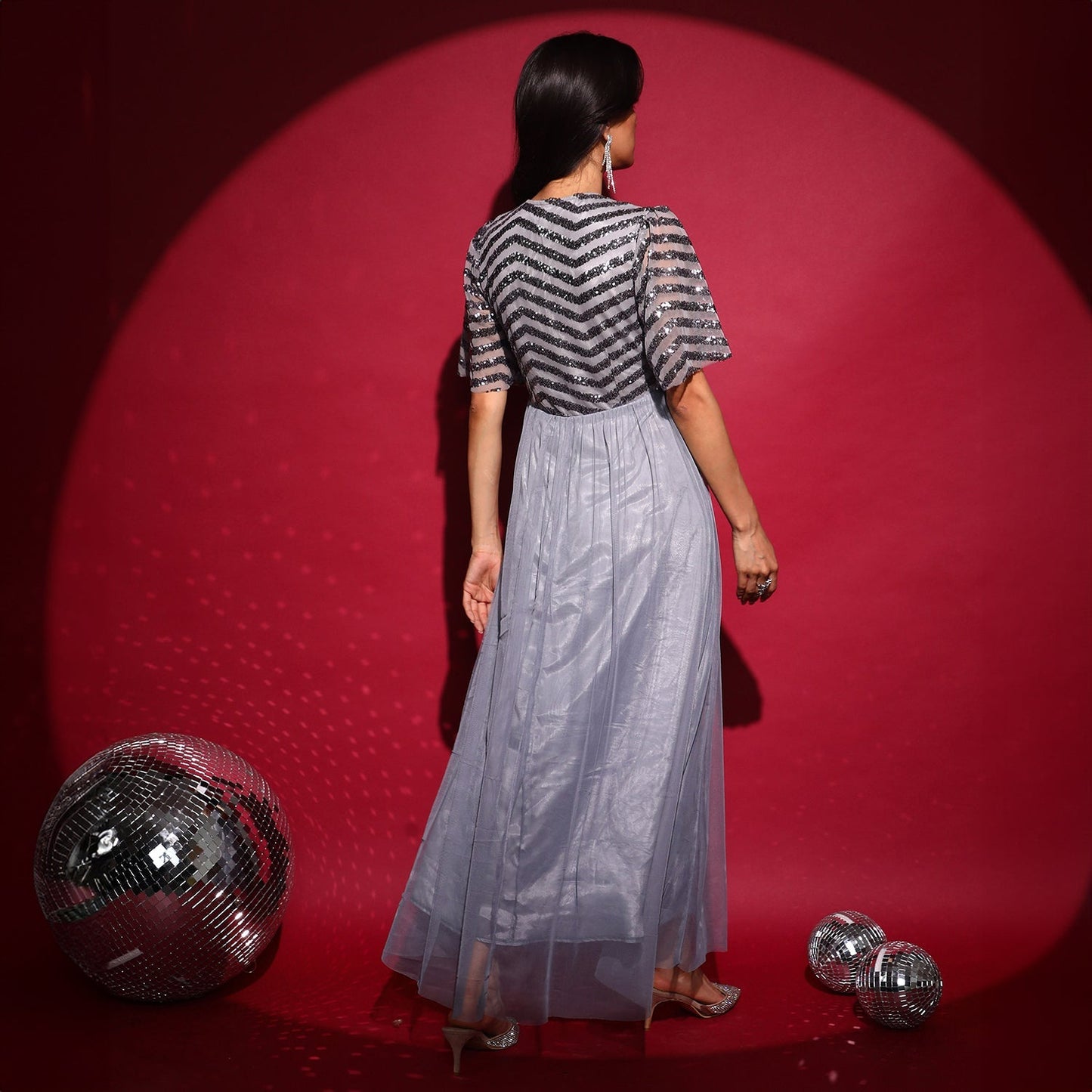 Sequin Block Maxi Dress