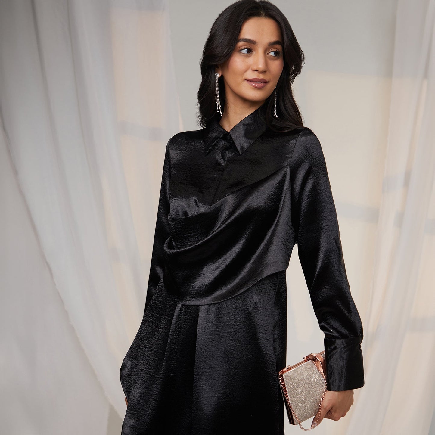 Draped Shirt Dress
