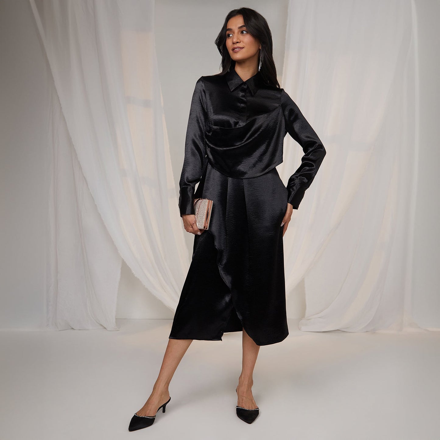 Draped Shirt Dress