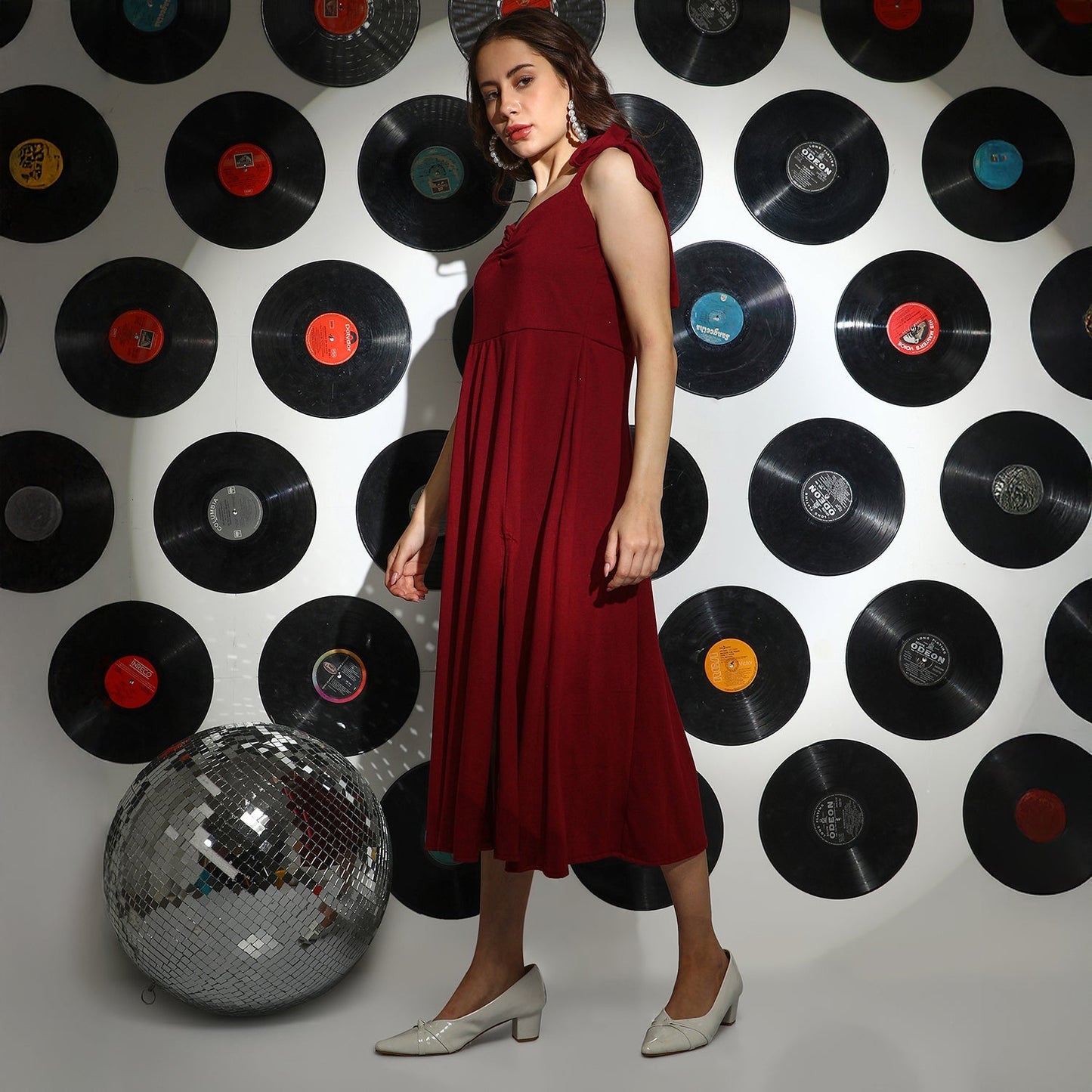 Solid Slit Midi Dress