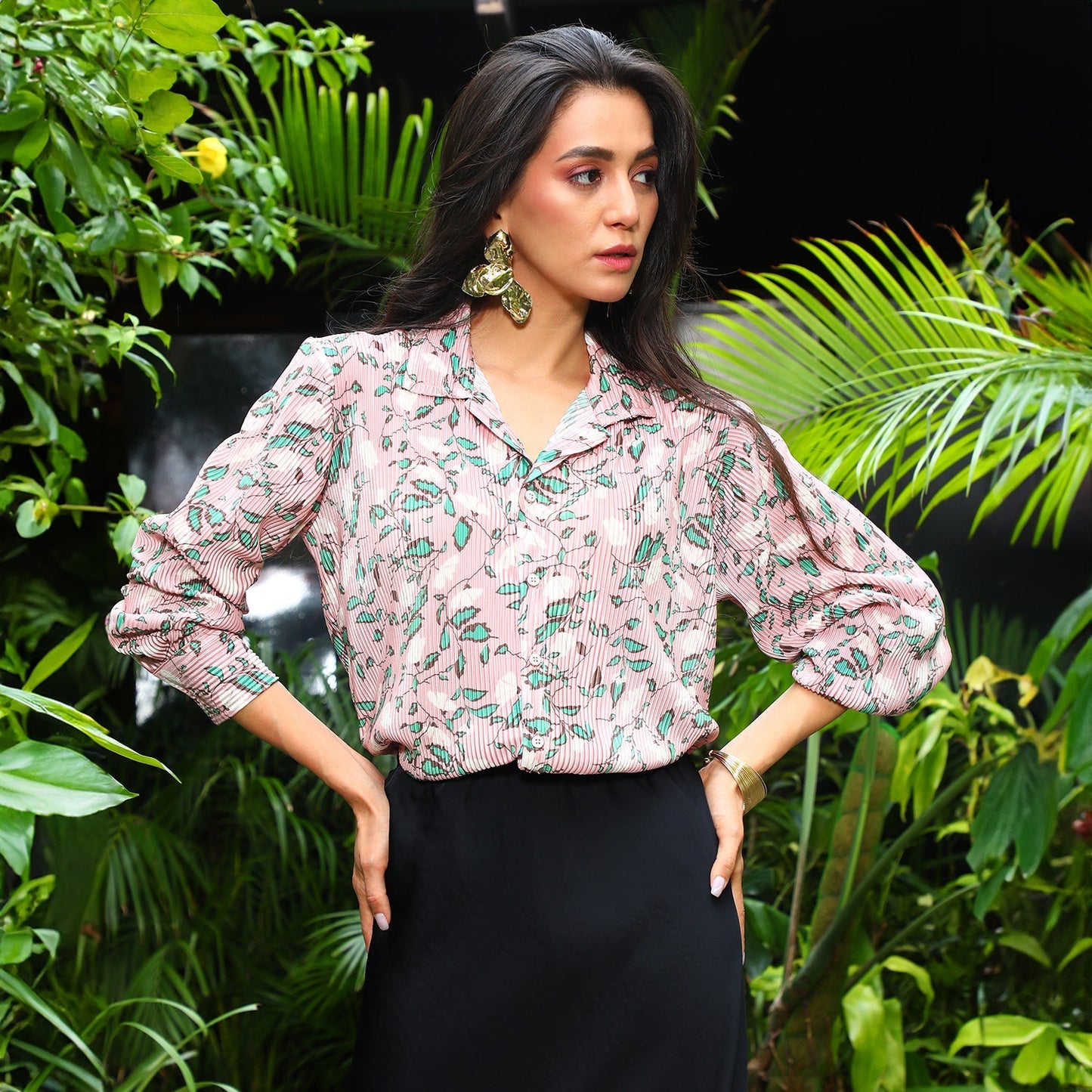 Foliage Pleat Shirt