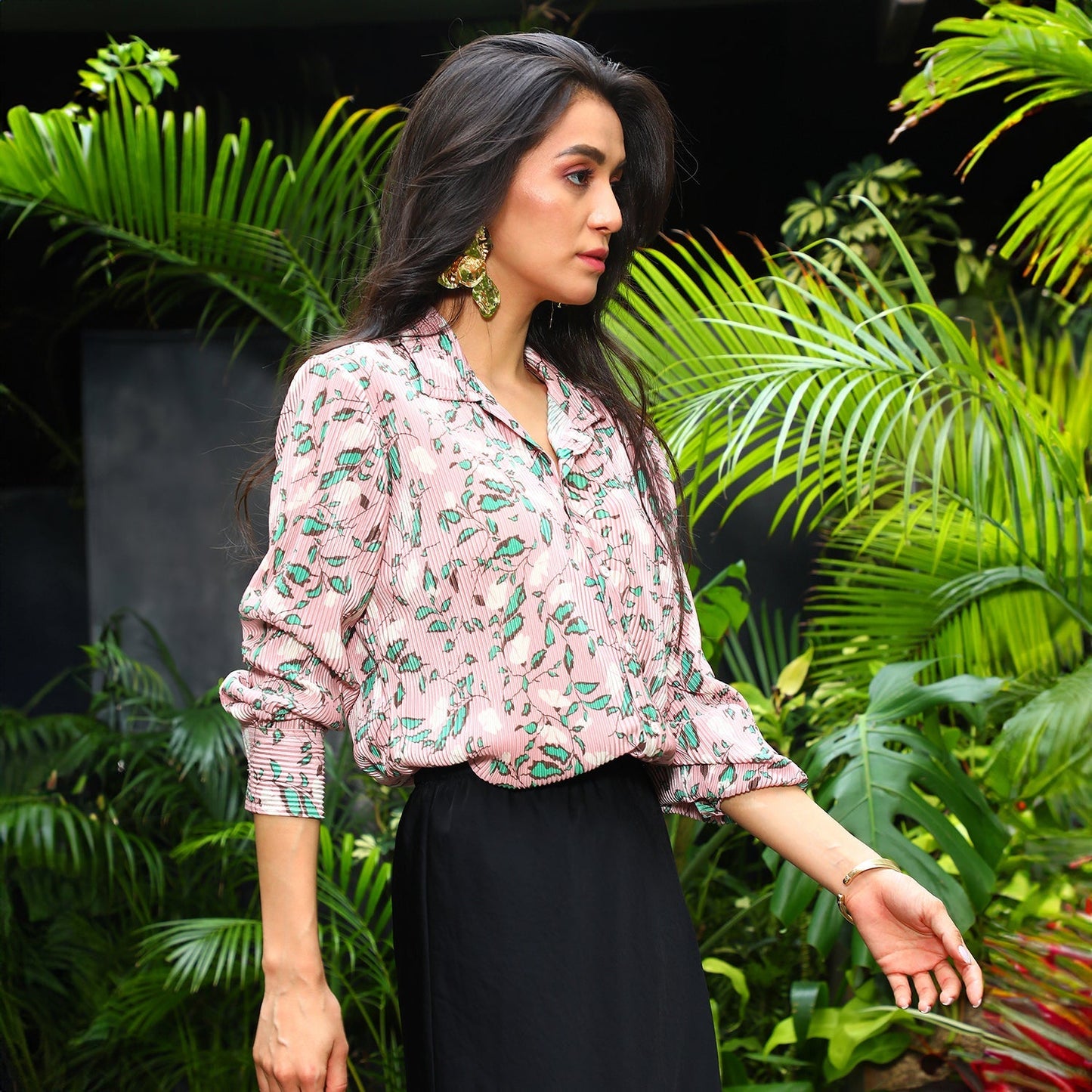 Foliage Pleat Shirt