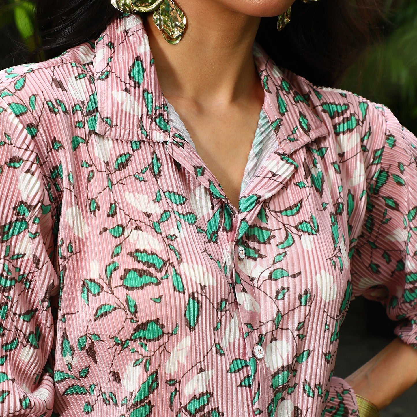 Foliage Pleat Shirt