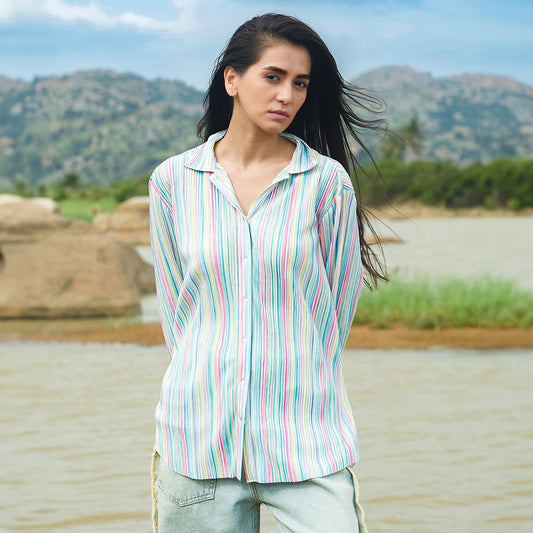 Rainbow Pleated Shirt