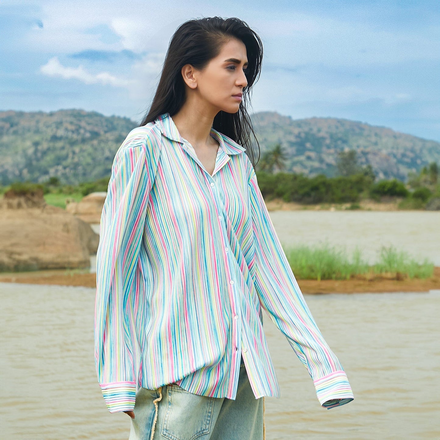 Rainbow Pleated Shirt