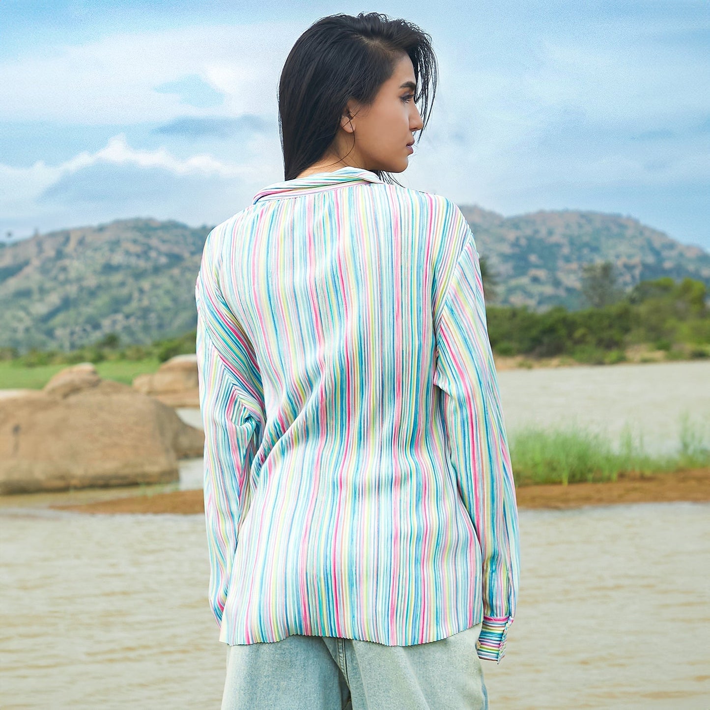 Rainbow Pleated Shirt