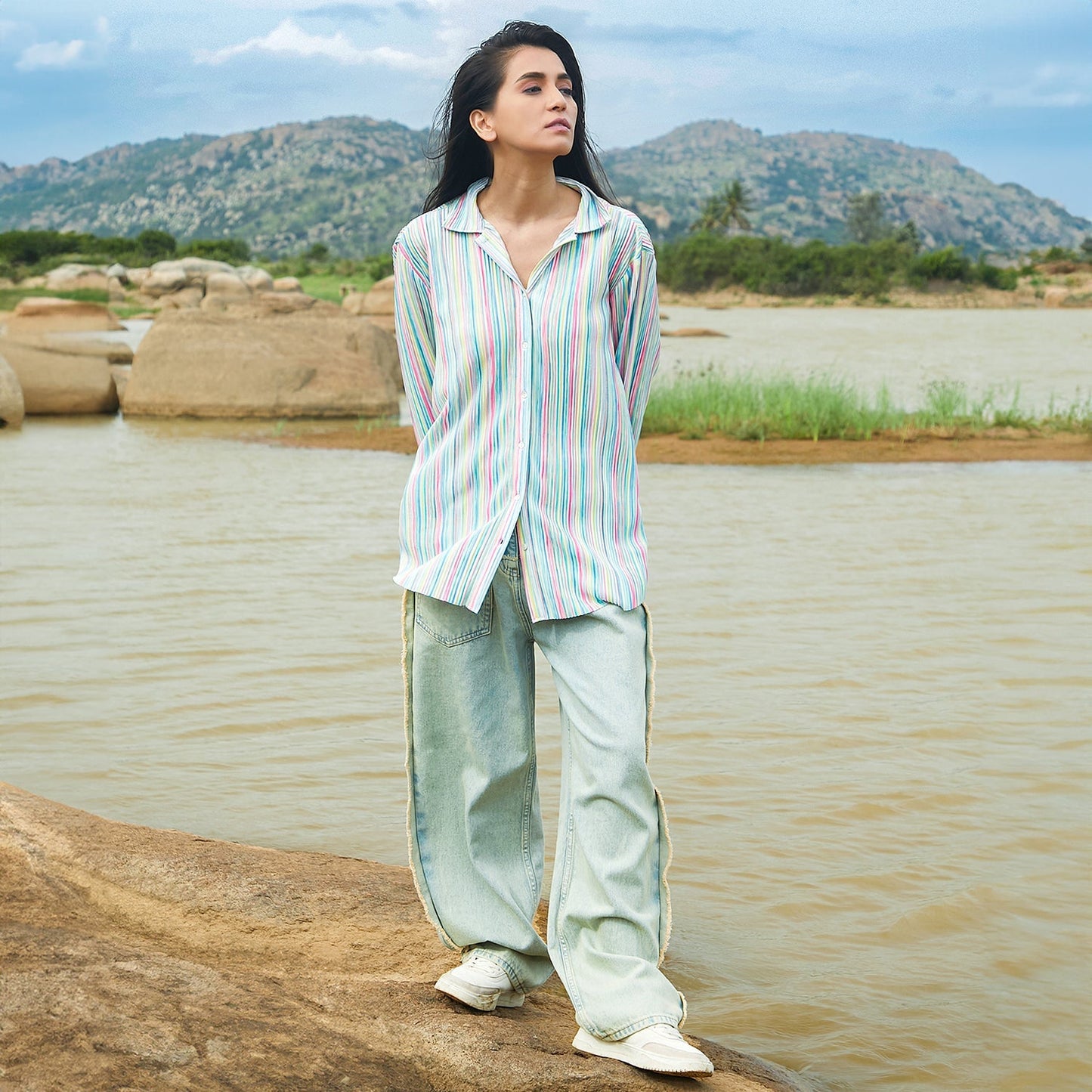 Rainbow Pleated Shirt