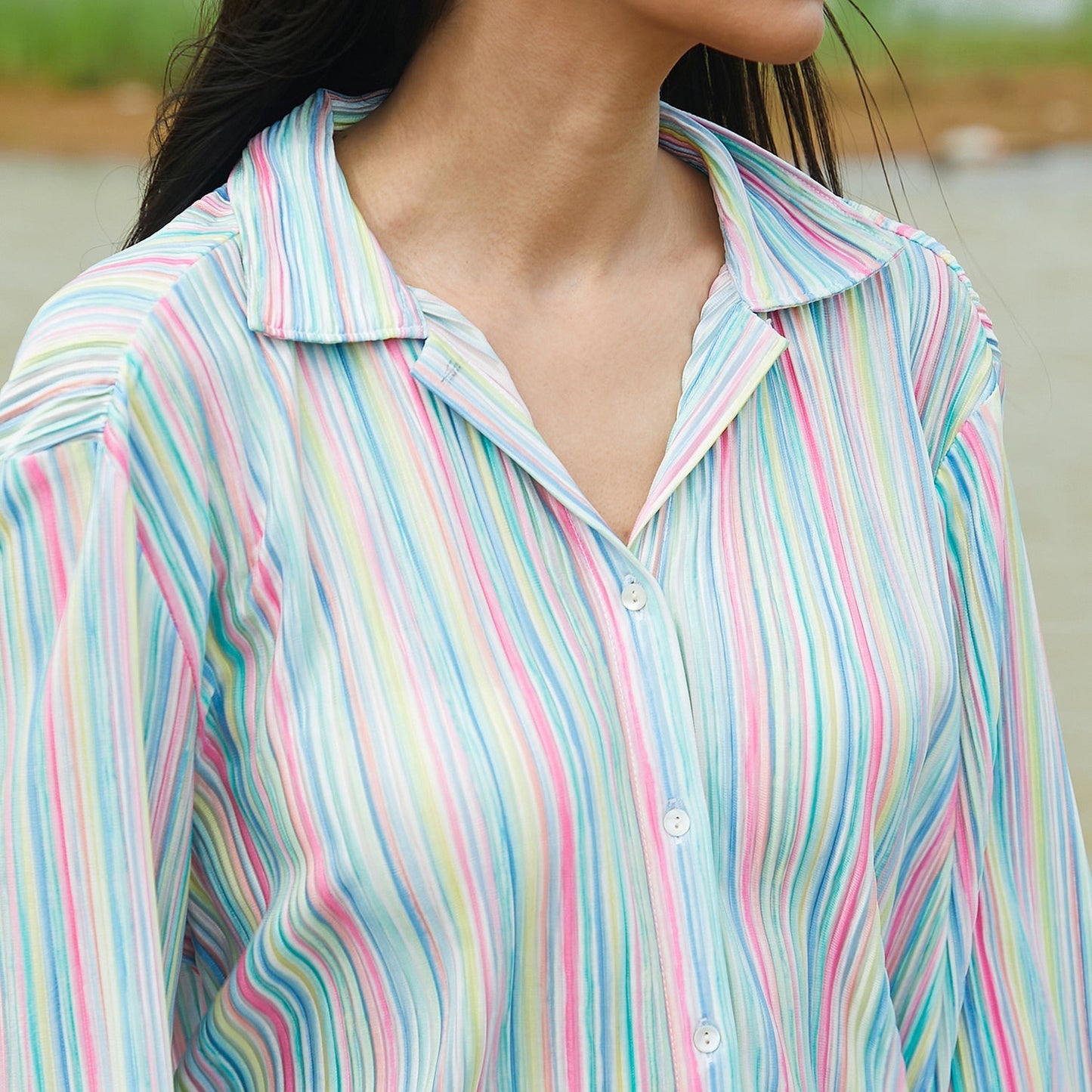 Rainbow Pleated Shirt