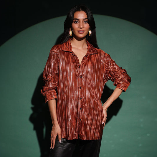 Metallic Pleated Shirt