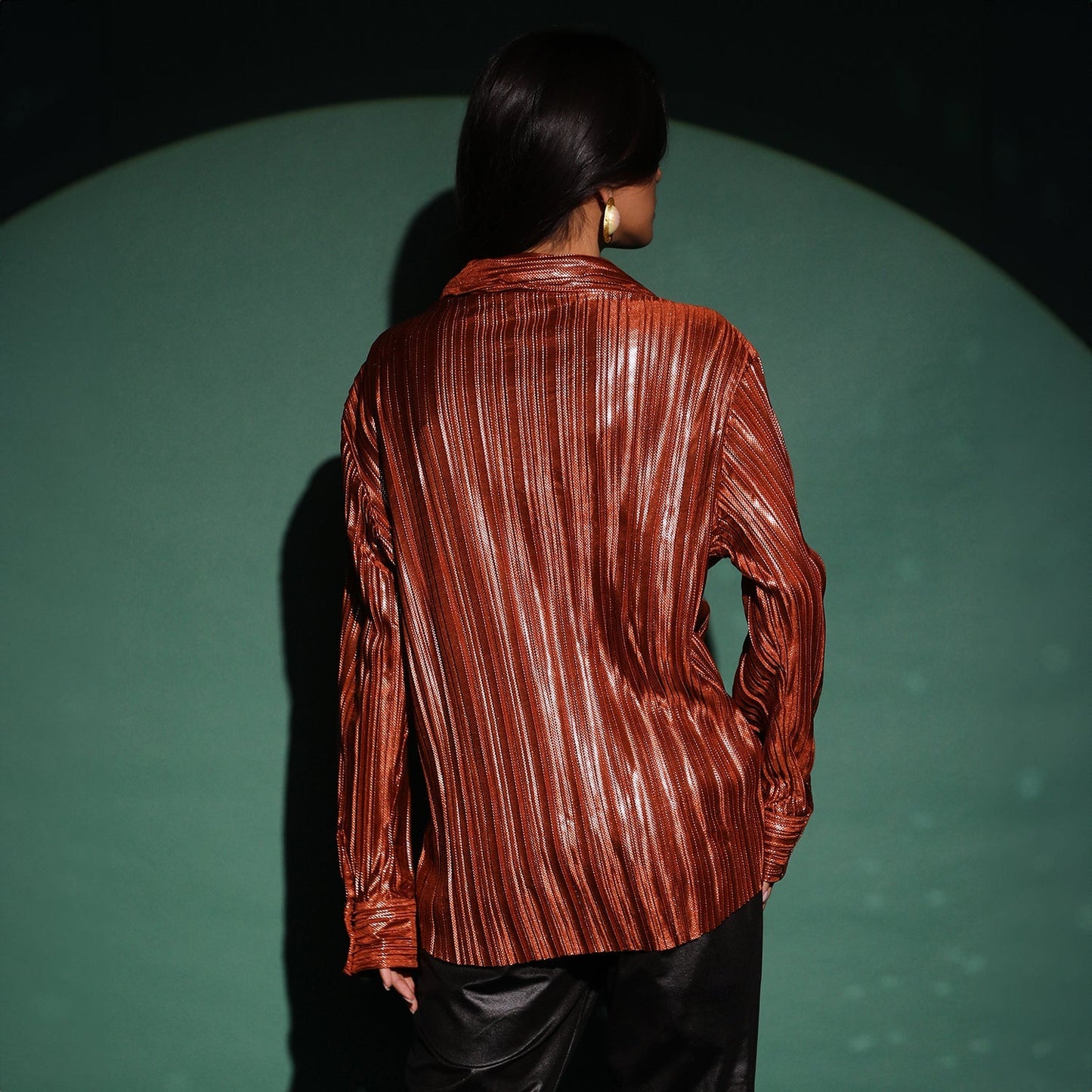 Metallic Pleated Shirt