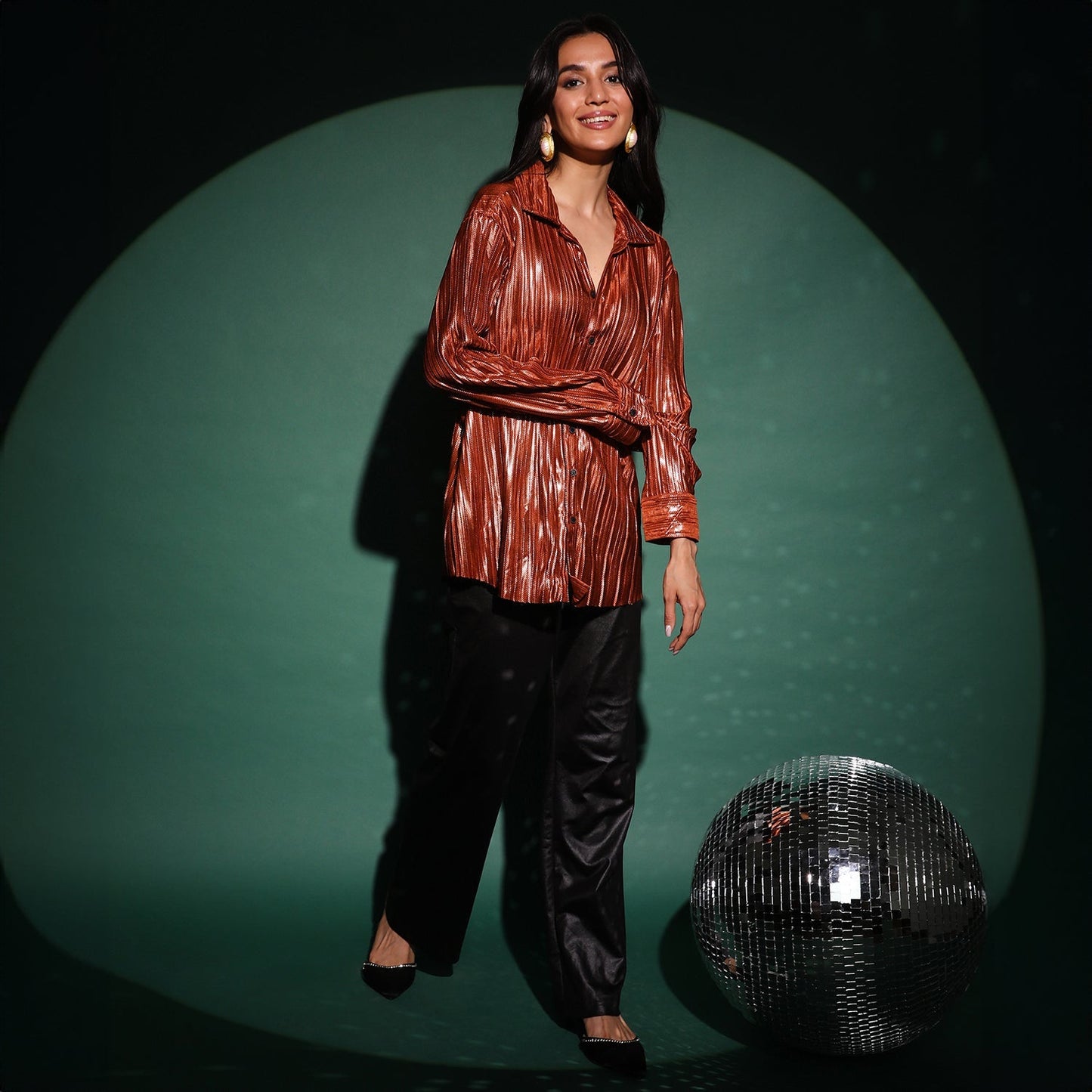 Metallic Pleated Shirt