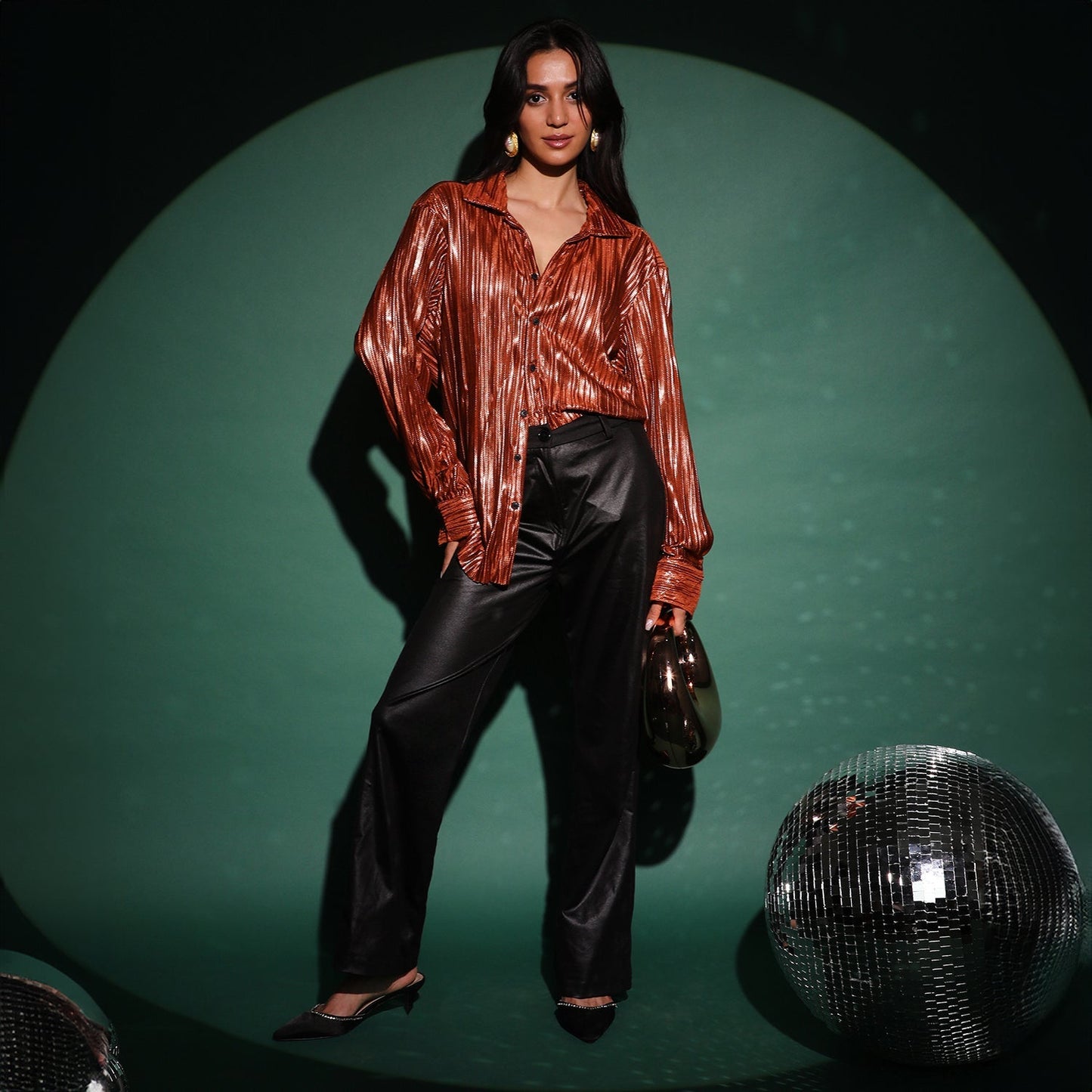 Metallic Pleated Shirt