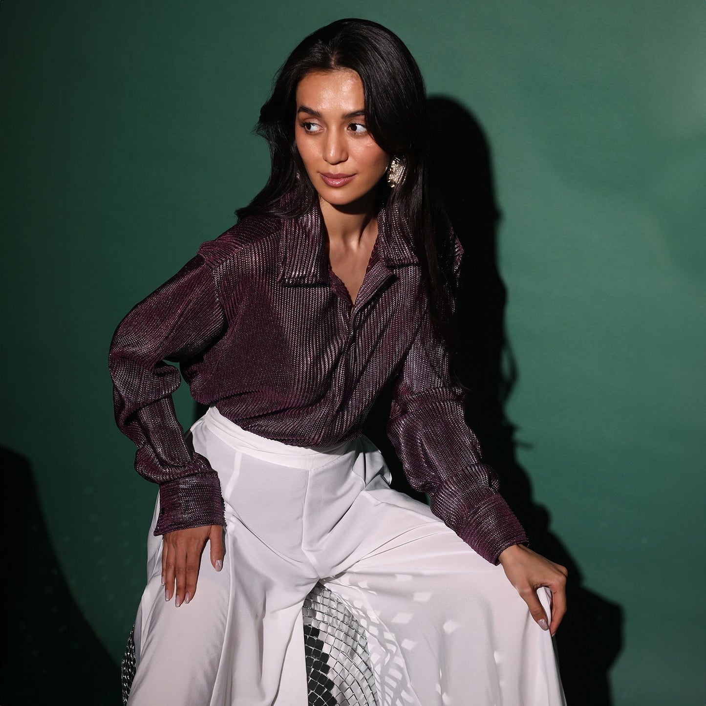 Metallic Pleated Shirt