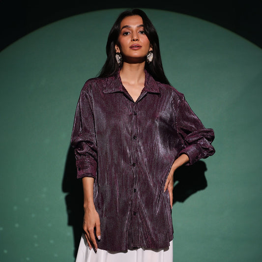 Metallic Pleated Shirt