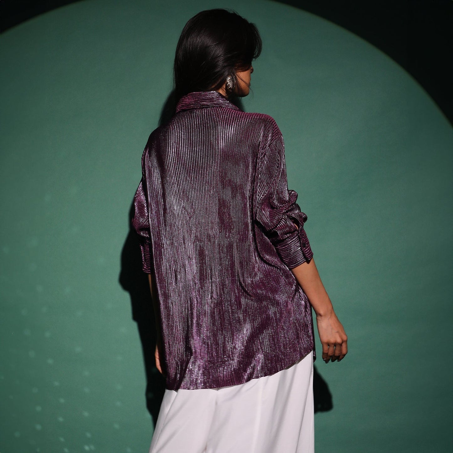 Metallic Pleated Shirt