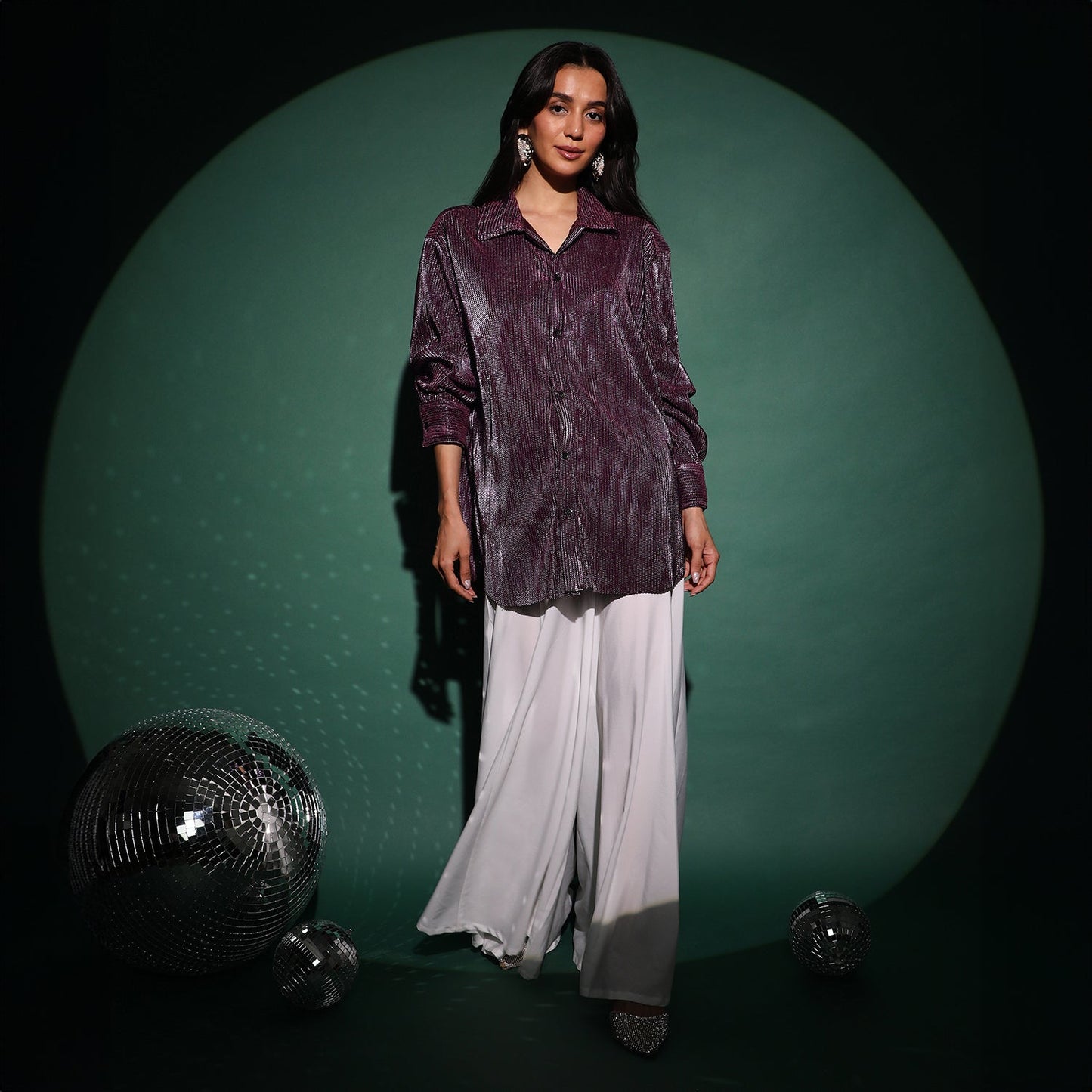 Metallic Pleated Shirt