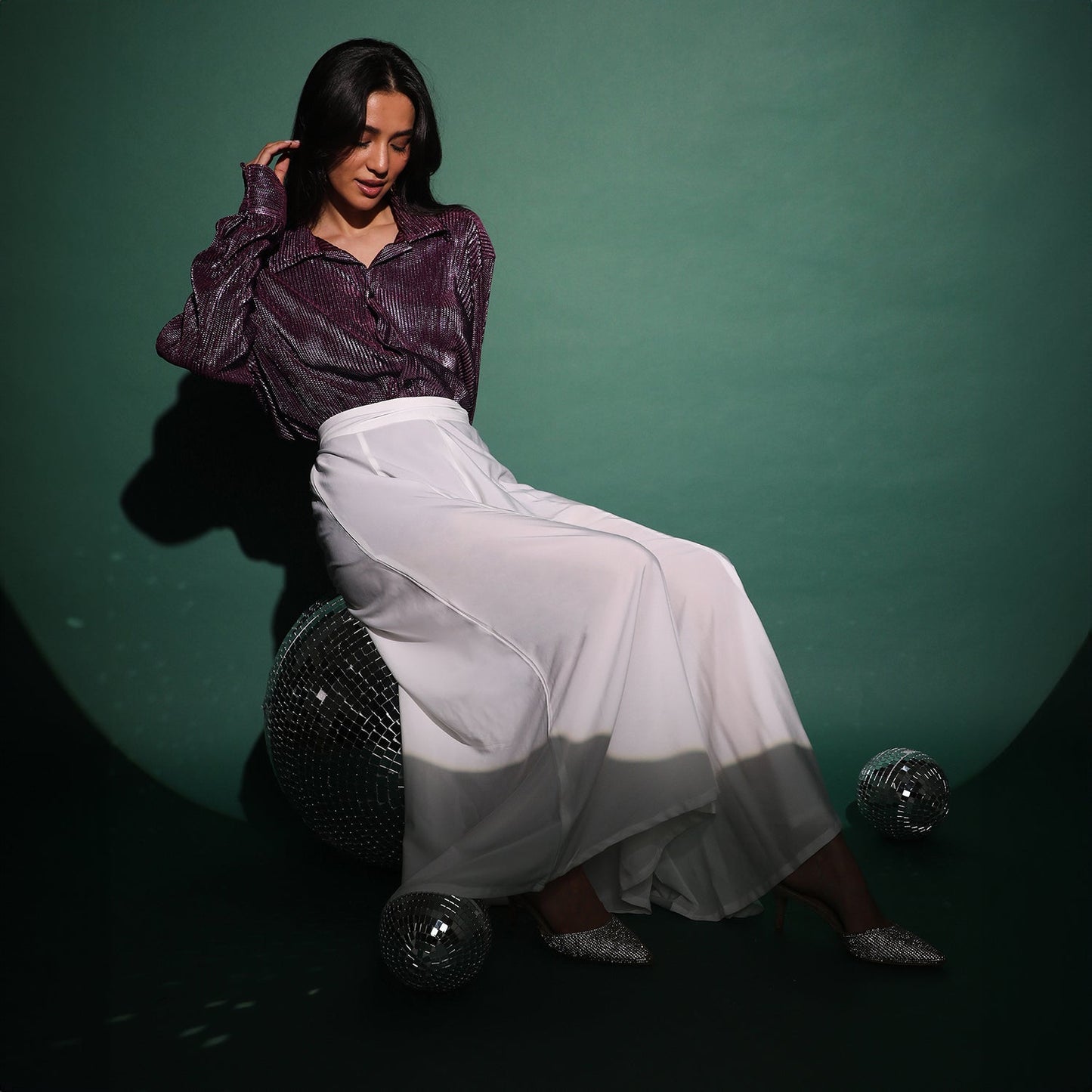 Metallic Pleated Shirt