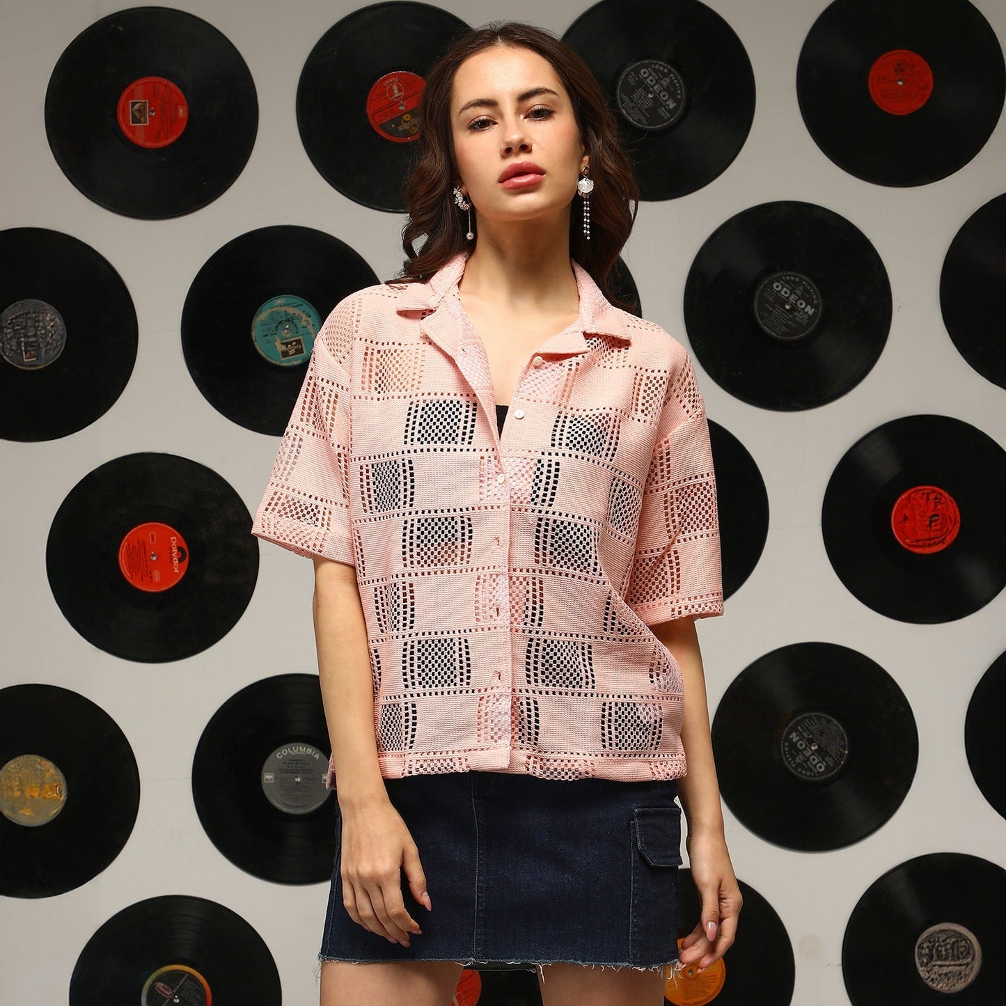 Cubic-Mesh Oversized Shirt